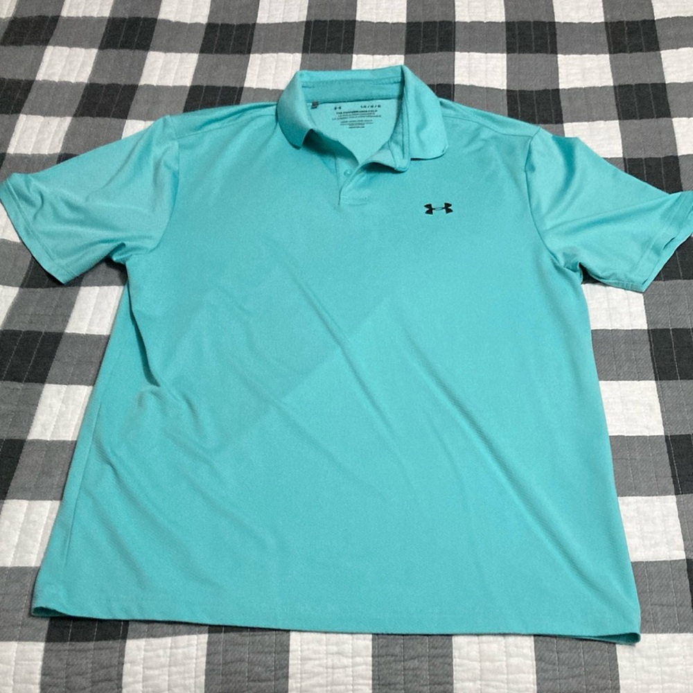 Mens Underarmor light blue performance polo size L